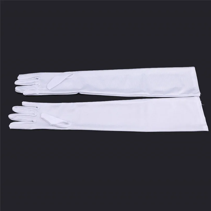 Осенне-зимние длинные перчатки Женские варежки модные однотонные женские атласные перчатки для вечеринки и выпускного вечера - Цвет: white