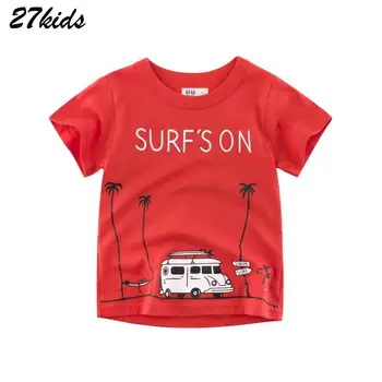 

SAILEROAD Clothes for Girls 6 Years Cartoon Car Print T-shirt Boys Summer New Children Tops Shorts Sleeve Camiseta Infantil
