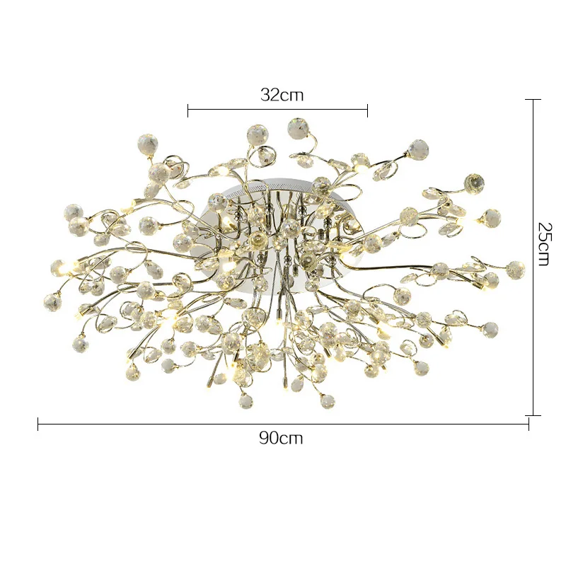Потолочный хрустальный светильник, современный потолочный светильник для спальни, гостиной, Хрустальный потолочный светильник, Скандинавское украшение для комнаты, светодиодный светильник для помещений