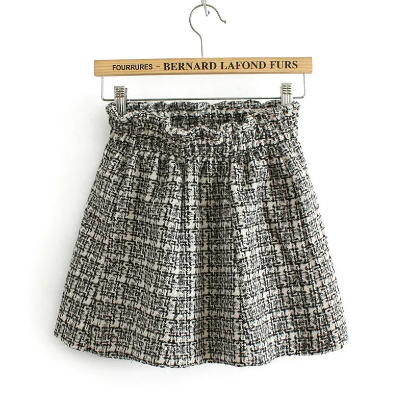 Модная женская мини-юбка Осенняя винтажная прямая клетчатая короткая юбка с высокой талией Женская плиссированная юбка в японском стиле