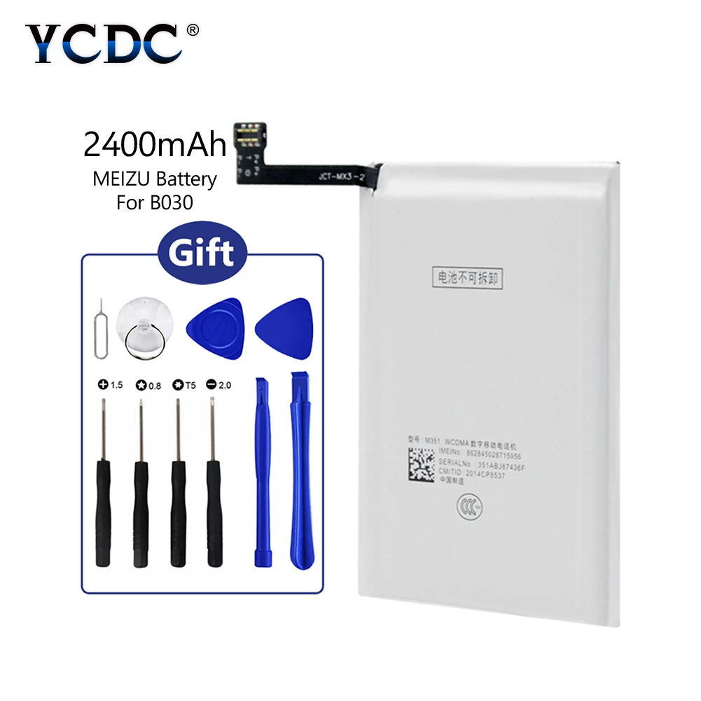 

Phone Battery B030 Battery for Meizu MX3 M351 M353 M355 M356 MX 3 2400mAh High Quality Bateria Replacement Free Tools Gifts