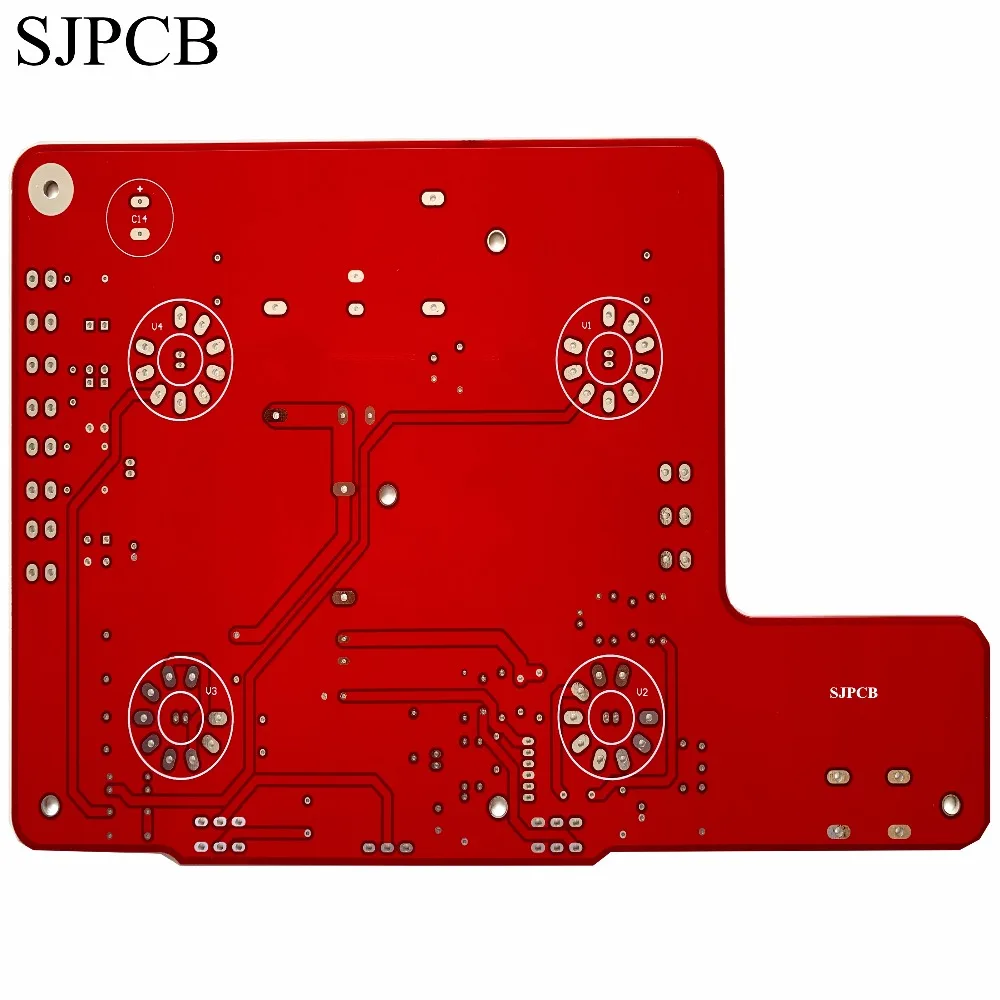 SJPCB два лица красная печатная плата металлизированная через отверстия без дополнительной зарядки для цвета специальная форма длинный размер поддержка