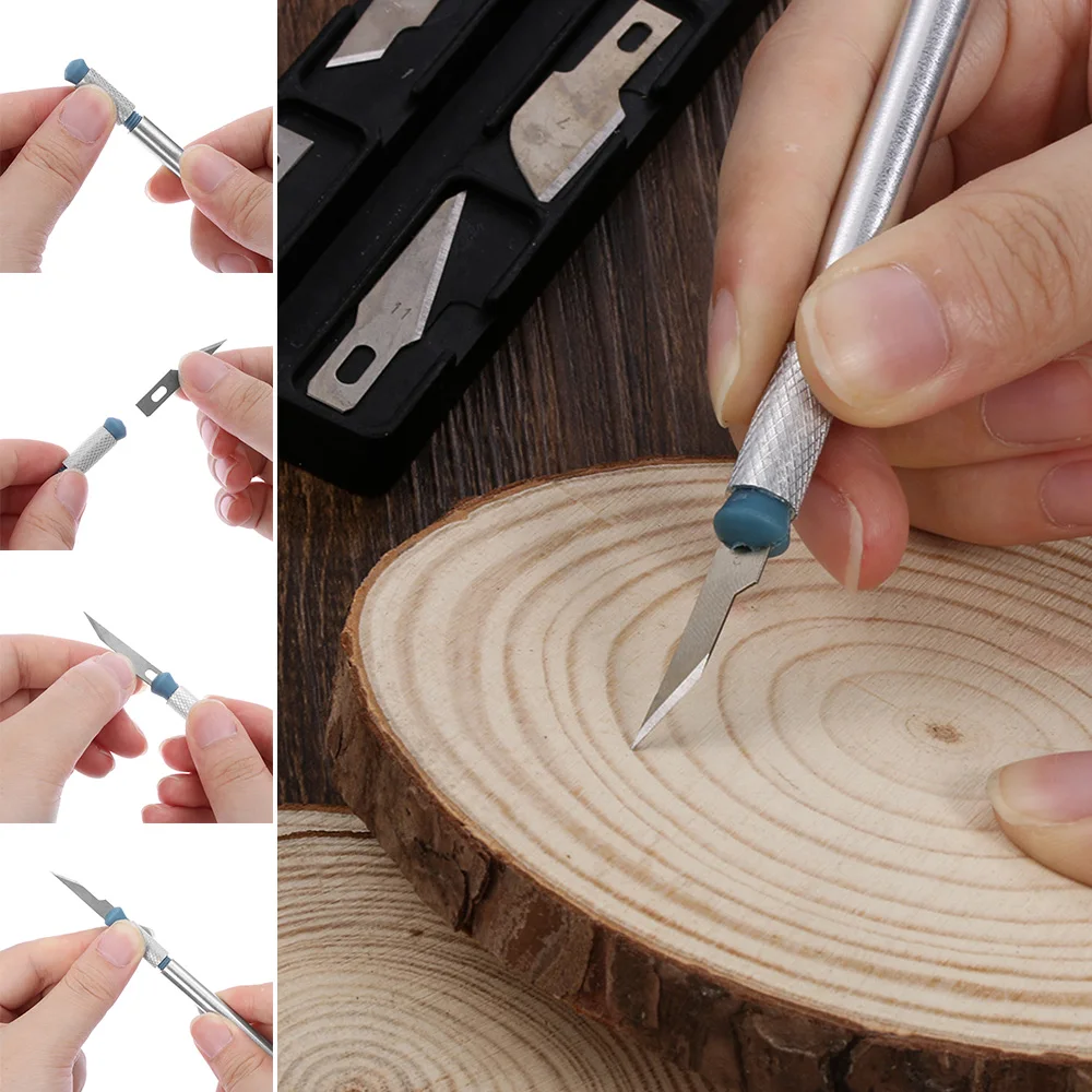 

7Pcs/Set Blade Art Sculpting Ceramics Tool Multifunction Polymer Clay Carving Knife With 6 Blade Handcraft Engraving Cutter
