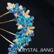 Невесты, со стразами гребни для волос; тиары аксессуары для волос Headress шпильки для волос синий