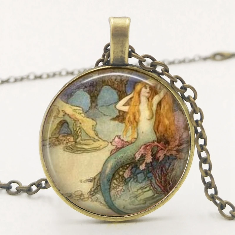 

LETS SLIM Mermaid Vintage Necklace, Vintage Mermaid Jewelry, Mermaid Charm Family Photo Private Custom