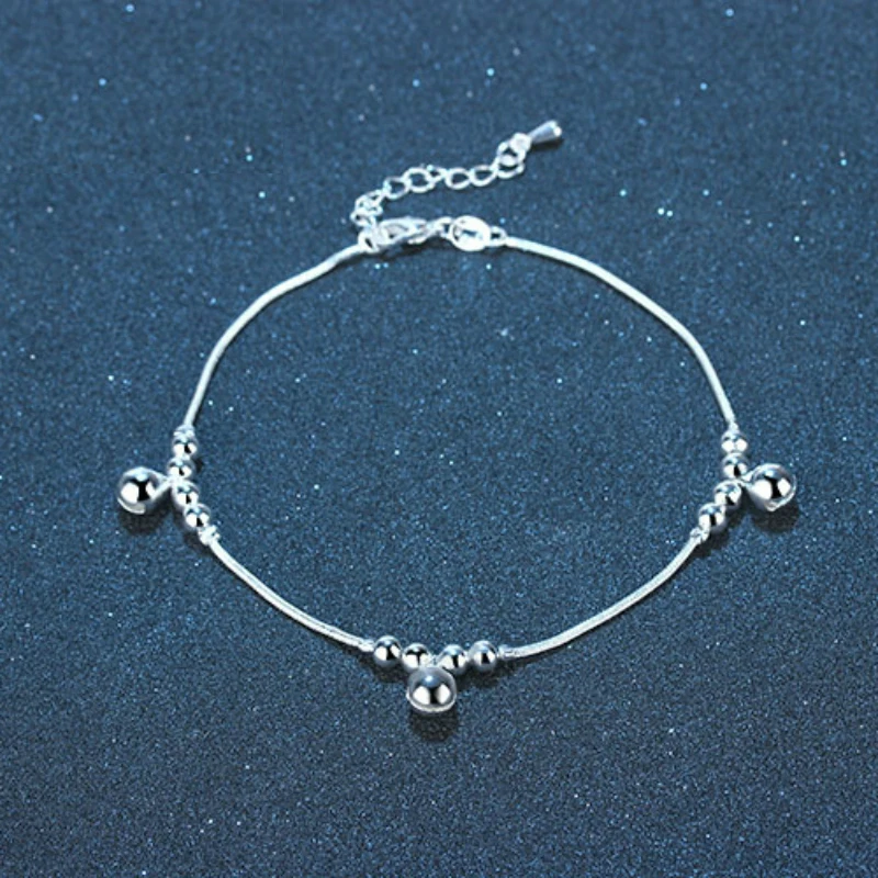 Summer Style Charm Silver Chains Anklet Bell Beads Ankle Bracelet Foot