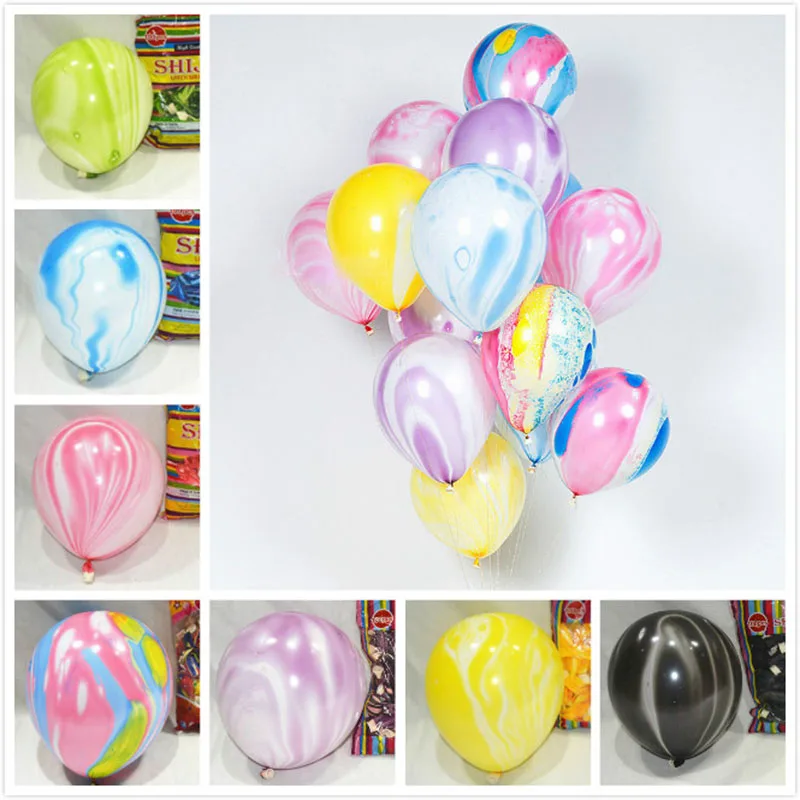 

HOT Printing 100Pcs/lot round colorful clouds HELIUM balloons latex thicken agate ballons for kids birthday party 12Inch 3.5g