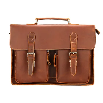 

YUPINXUAN High Quality Cow Leather Handbags for Men Vintage Genuine Leather Briefcases 14" Laptop Hand Bag Retro Man Bag Leather