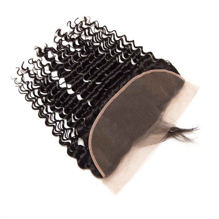 Mslynn Hair Brazilian Deep Wave Closure Pre Plucked Lace Frontal Closure With Baby Hair Non Remy Human Hair Free Part 8\