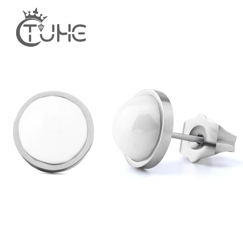 Для женщин серьги-гвоздики создать Керамика серьги белый половинные бусины минималистский пирсинг Сережка Модная бижутерия для Для женщин и девочек