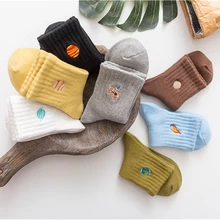 Harajuku/милые забавные Женские носочки с вышивкой в виде планеты, Kawaii, японские носки Skarpetki, новинка, хлопковые носки, Calcetines Mujer Sokken