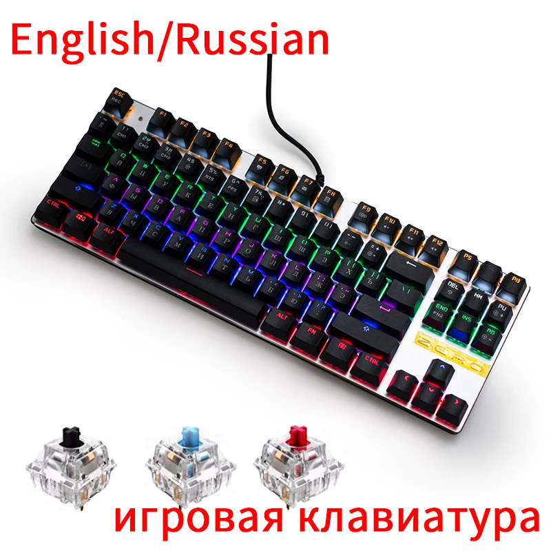 ZERO Russian Mechanical Gaming Keyboard 87 104 Keys Blue Red Black Switch Wired RGB Backlit Anti-Ghosting For overwatch PTUG LOL ZERO Russian Mechanical Gaming Keyboard 87 104 Keys Blue Red Black Switch Wired RGB Backlit Anti-Ghosting For overwatch PTUG LOL