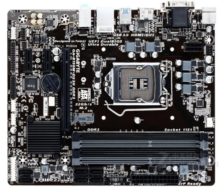 Для Gigabyte GA-B150M-DS3H DDR3 оригинальная б/у материнская плата B150M-DS3H B150 Socket LGA 1151 USB3.0 SATA3 |