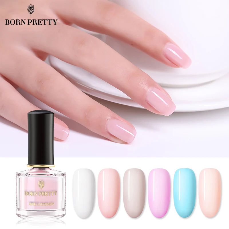 

BORN PRETTY Jelly Nail Polish 6ml Pink Semi-transparent Lacquer Translucent Nail Art Varnish 8 Colors Manicure