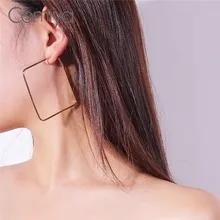 Comiya большие серьги для женщин Геометрическая квадратная форма oorbellen voor vrouwen цинковый золотистый сплав серьги-гвоздики AliExpress