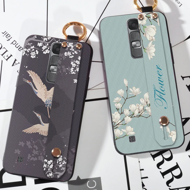 

Soft Silicone Strap Holder Case For LG G4 H818 F500K Flower Bird Back Cover Cases For LG Magna / G4C H502f Coque Funda