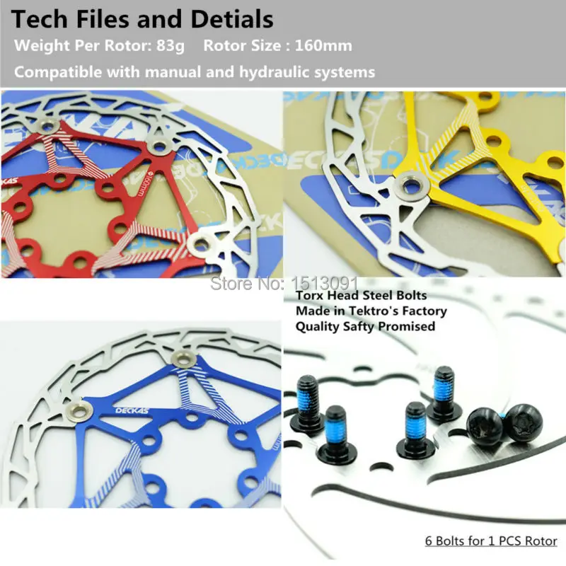 Вращающийся диск тормозной ротор 160 мм 6 дюймов для диски для горных велосипедов тормозная система, легкий ротор, с 6 болтами