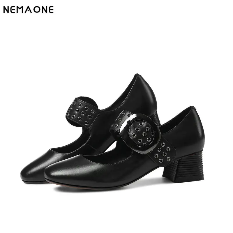 Beige Neue Mary schwarzes Dame Janes Pumps Nemaone Schwarz Einzelnen Mit Leder Frauen 2019 Kuh High Weiblichen Schuhe Heels Herbst Dicken Uwx4qpf