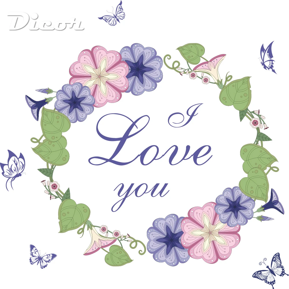 

Morning Glory Symbolic Love Wall Sticker Flowers Purple Wreath August Birthday Greeting Party Wedding Decoration Vinyl Art Decal