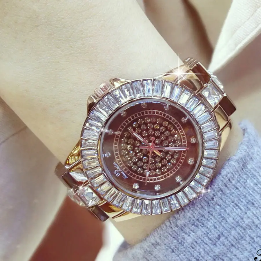 

High quality fashion new 2018 top brand luxury diamond waterproof ladies watch womens crystal unique women watches quartz BS