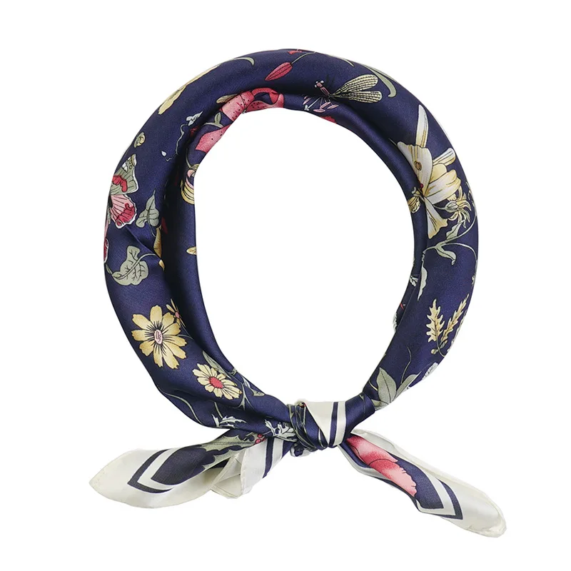 

Jinjin.QC 2019 Soie Silk Scarf Floral Square Scarves and Wraps Echarpe Foulard Femme Cat Printed Bandanas Headband Drop Shipping