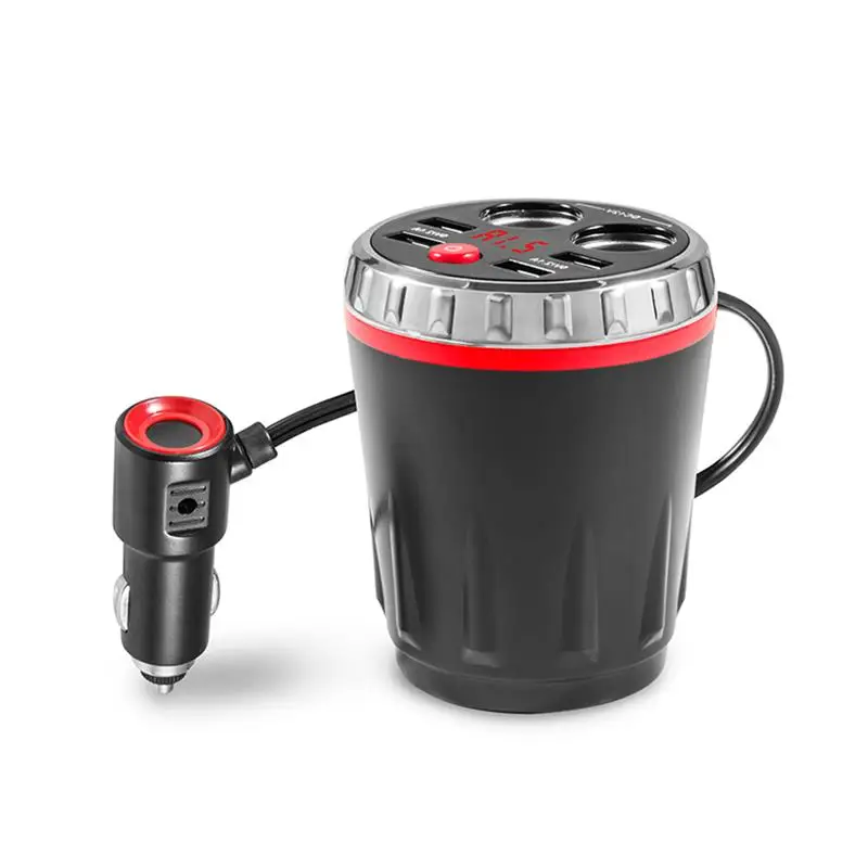 Onever 5V 3.1A 4 USB расширенное автомобильное зарядное устройство на заднее сиденье, автомобильная чашка, Электронная зажигалка, разветвитель, планшет, двойная зажигалка - Название цвета: Red