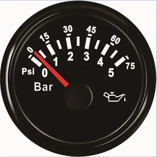 BN 52 мм масляный манометр 0-5bar 0-75Psi для автомобиля грузовик лодка яхта с красной подсветкой 9-32 в - Цвет: BN