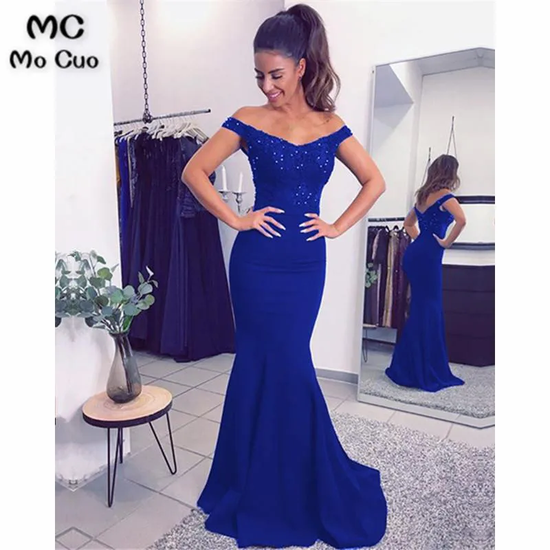 Mermaid V-neck Off Shoulder Bridesmaid Dresses Lace Appliques3