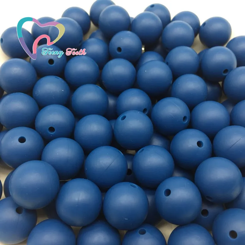 

Teeny Teeth 10 PCS Sapphire Blue Silicone Teething Beads Round 9-15 MM Nursing Pacifier Chain Clips Round Ball Beads Soft