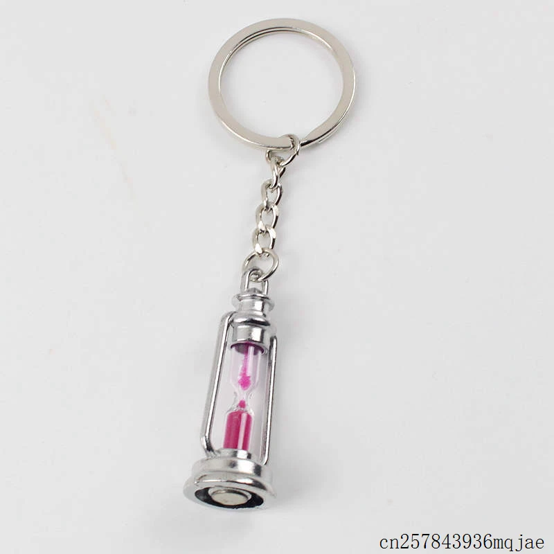 1Pc Cute Metal Lamp Shape Timer Hourglass Key Chain Ring Couple Keychain Gi TDO 