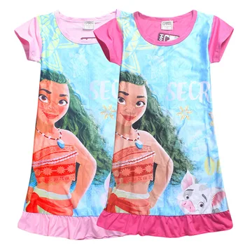 

EMS DHL Free Shipping toddler Little Girl's 2019 Cartoon Dress Moana Costume Cosplay Children Clothes Summer Style 2 Colors