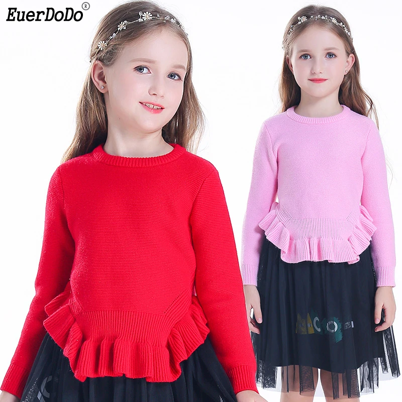Autumn Winter Sweaters For Girls Ruffled Sweater Kids Cardigan Fashion