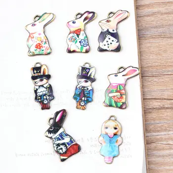

New Arrived color pattern Alloy drop oil Ancient bronze Plated Animals Shape Cartoon Rabbits Metal Charms diy jewelry Pendants
