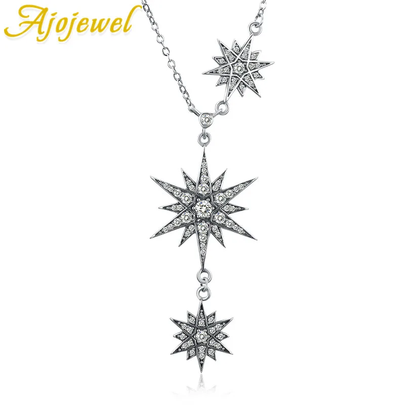 

Ajojewel Wild And Free Long Chain Star Necklace Women Silver 925 Jewelry Zircon Wedding Necklace For Girlfriends Wife Sister