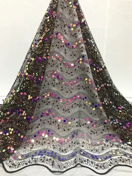 

Sequined Style African High Quality Net Wedding Lace Fabric 2019 New Nigeria Sequins Guipure Tulle Sewing Evening Dress Material