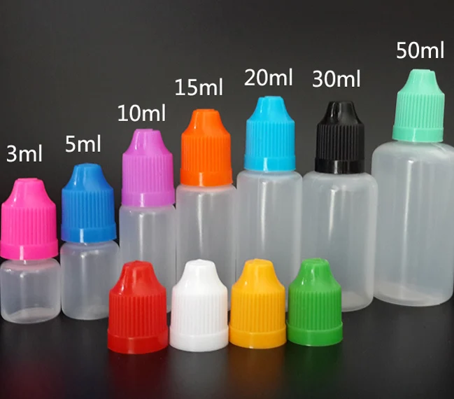 100 шт, 3 мл, 5 мл, 10 мл, 15 мл, 20 мл, 30 мл, 50 мл, PE пластиковая бутылка-капельница, пустая бутылка для выдавливания жидкости с защитной крышкой для детей и мелким наконечником