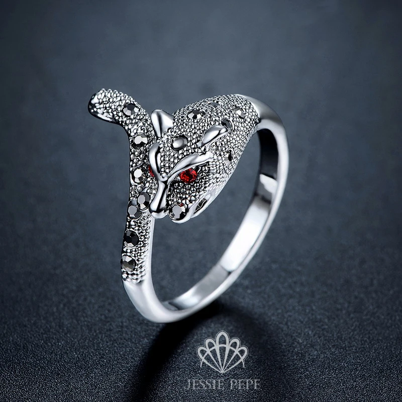 Jessie Pepe 2017 New Arrival Antique Color Leopard Ring for Women with Red Stone # J-L2151