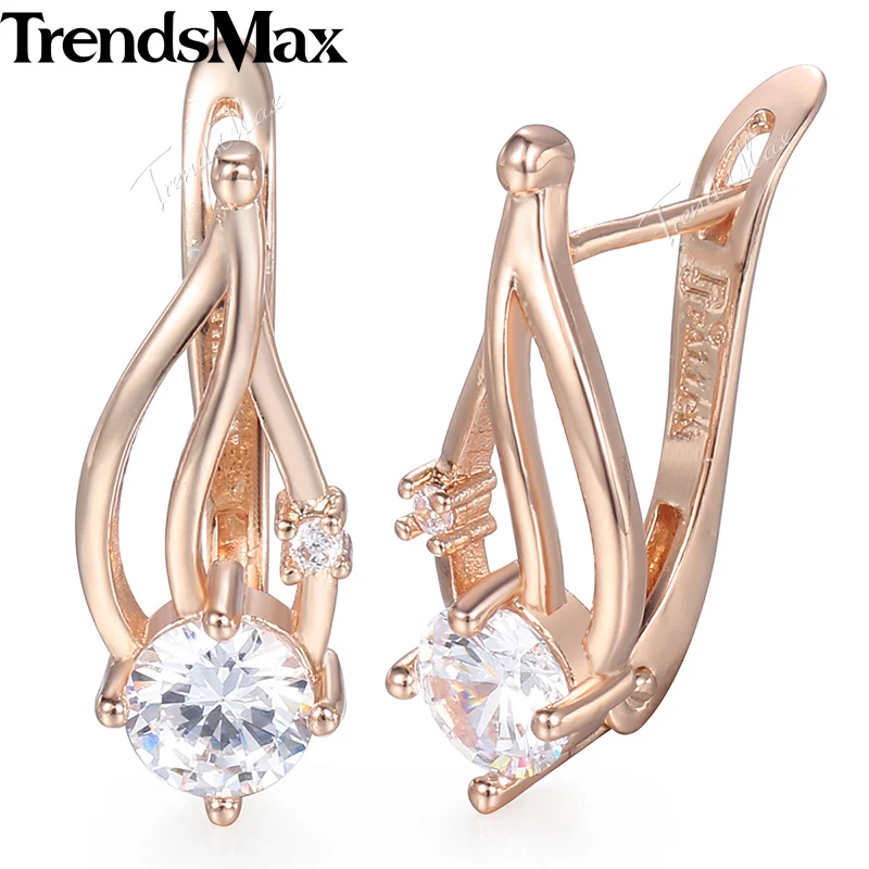 Trendsmax Women's Earrings Leaf Shaped Crystal Cubic Zircon Earrings Valentines Gifts For Women Party Wedding Jewelry KGE152