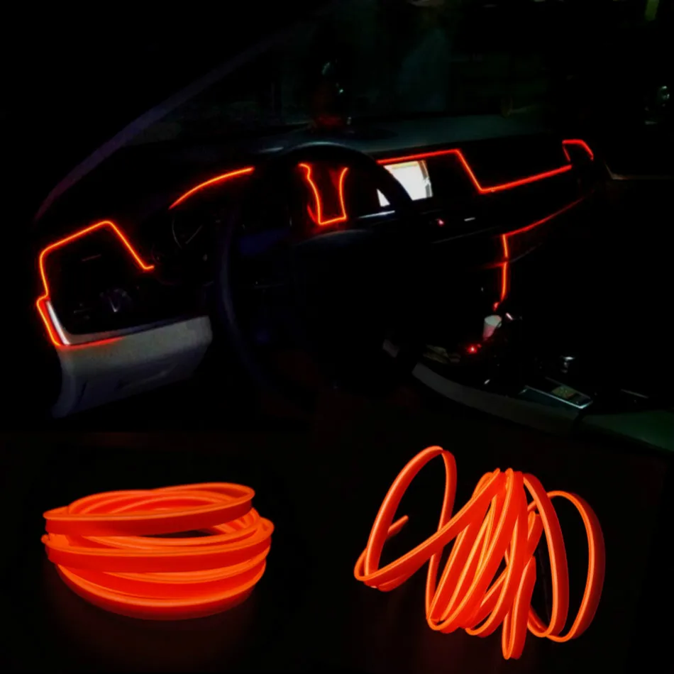 JURUS 5 м автомобильный светильник s 12 В El провод Гибкая веревка неоновая Трубная линия светящаяся салонная плоская автомобильная светодиодная лента окружающий светильник автомобильный светильник