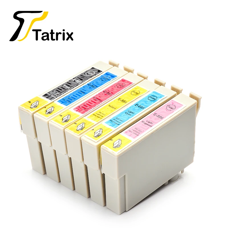 

Tatrix 6PK For T0801 T0802 T0803 T0804 T0805 T0806 Ink Cartridge Compatible For Epson Stylus Photo P50 T59 R265 270 285 290 360