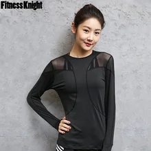 Women Fitness Yoga Shirt Long Sleeve Shirt Quick Dry Mesh Sport T Shirt Breathable Running Workout Sport Shirt Women Sports Wear