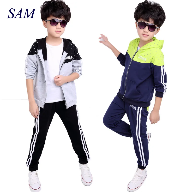 

New spring autumn kids clothes sets children casual 2 pcs suit jackets hoodies+pants baby set boys sport suit outwear 5-11 years