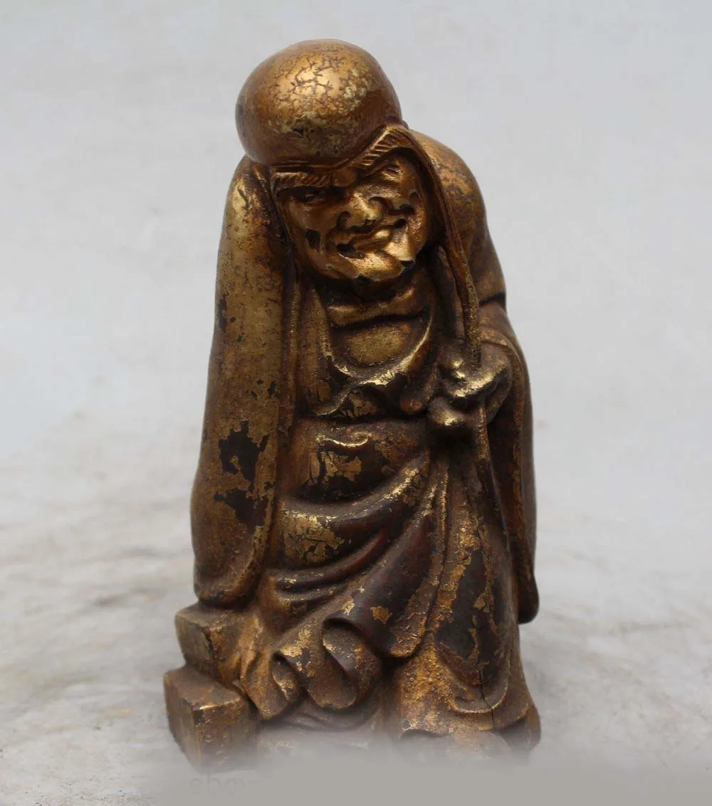 

7" Chinese Wood carve Stand Damo Bodhidharma Dharma Buddha Statue Sculpture