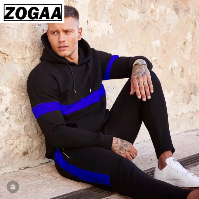 Мужские спортивные костюмы ZOGGA из 100% полиэстера с капюшоном и вышивкой дышащие