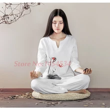 Костюм для йоги, полная длина, хлопок, свободный, для женщин, жидкие системы, спортивная одежда, для танцев, для фитнеса, комплект одежды, с печатью, для йоги, для медитации, костюм