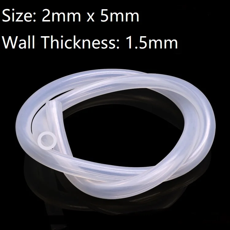 

Transparent ID 2mm x 5mm OD Food Grade Silicone Rubber Hose Soft Flexible Drinking Pipe Tube Non-Toxic Temperature Resistance