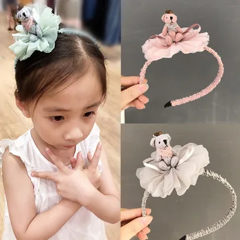 

Wholesale 12pcs Boutique Floral Bear Hairbands Solid Flower Animal Hard Headbands Princess Headwear Fashion Hair Accessories