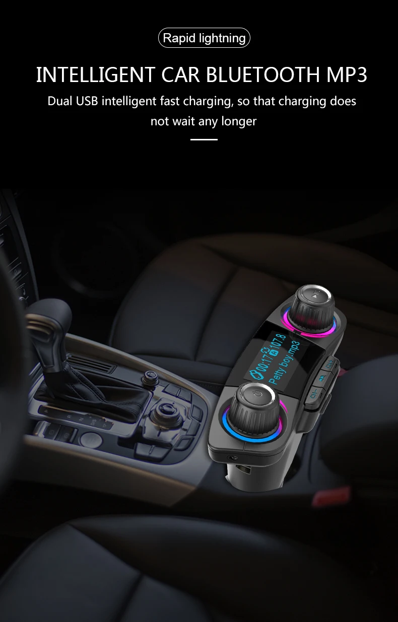 ANLUD FM Transmitter Bluetooth Handsfree Car Kit Aux Modulator Radio FM Car Audio TF AUX MP3 Player (1)