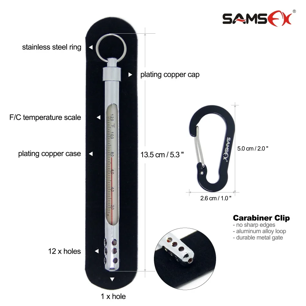 SAMSFX термометр для ловли нахлыстом, измерение температуры воды, стримсайд 20-120 по Фаренгейту, по Цельсию, Рыболовный Жилет, набор инструментов