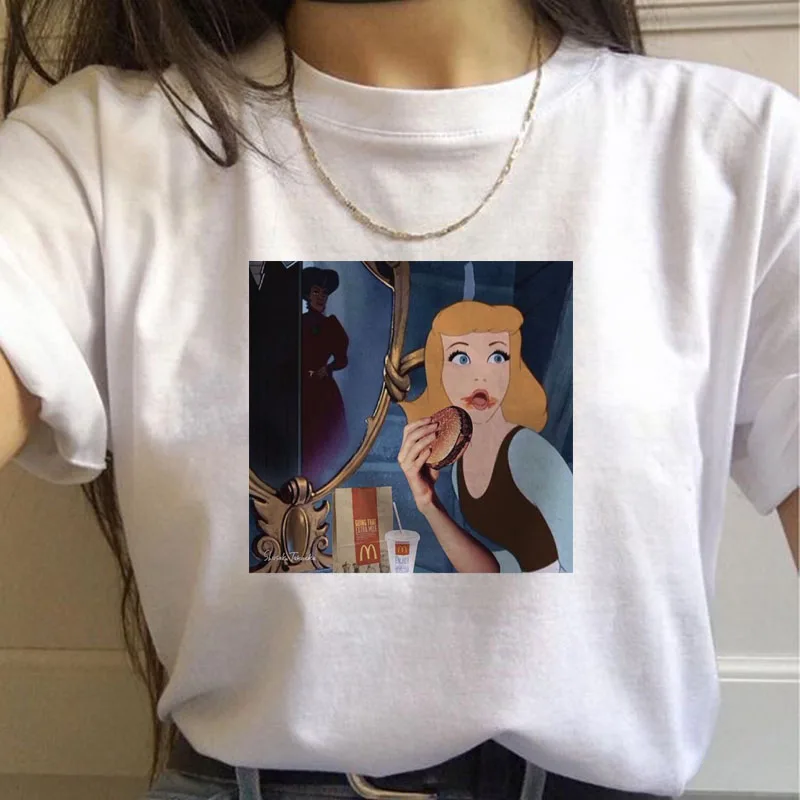 

2019 New Arrival Women's Cartoon Print Harajuku T Shirt O-Neck You Punk Catton T-Shirt Print Casual Short Sleeve Streetwear